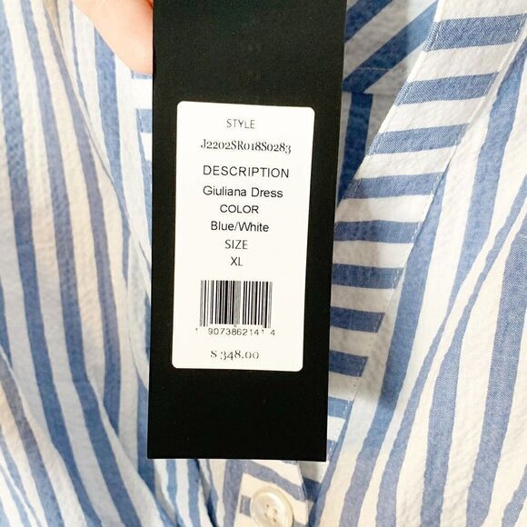 Veronica Beard Giuliana Seersucker Dress Blue White Stripe Women’s Size X-Large - Picture 10 of 12